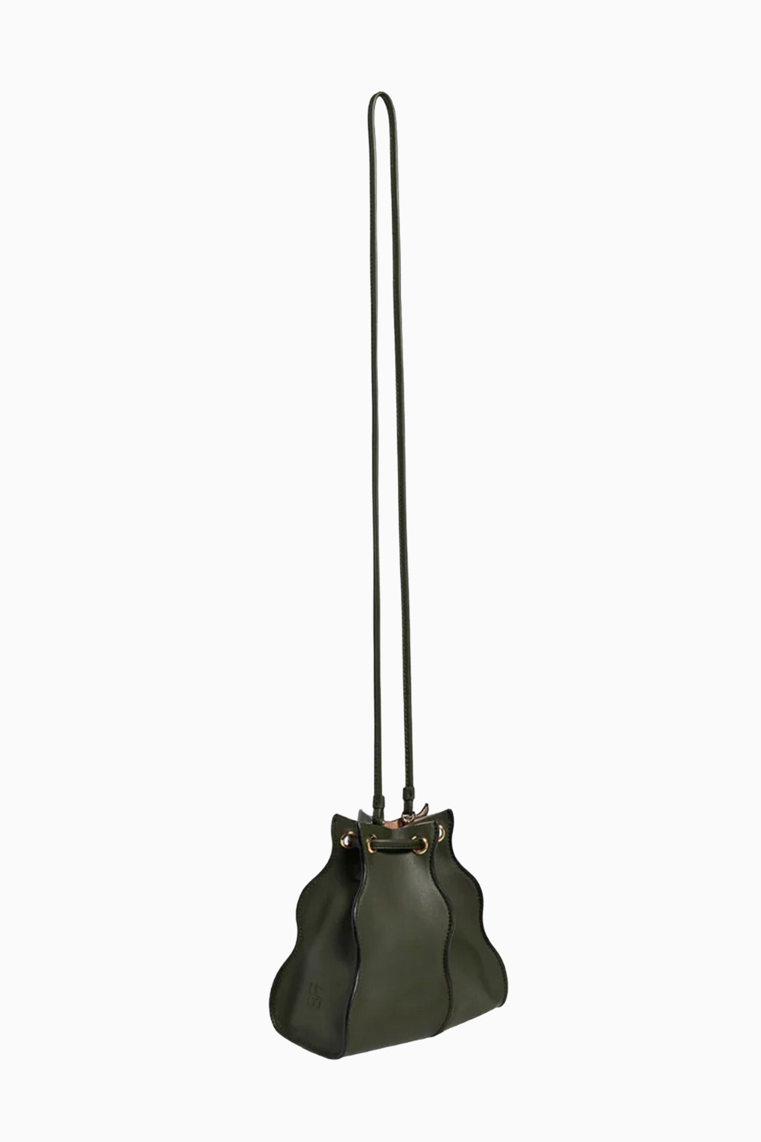 Ulla Johnson Militaire Suede Designer Pochette with Long Crossbody Strap - Side View | Ulla Johnson
