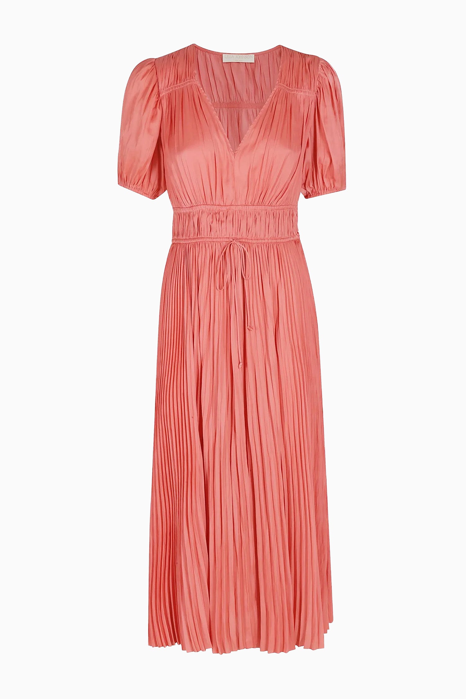 Audra Puff Sleeve Dress - Coral