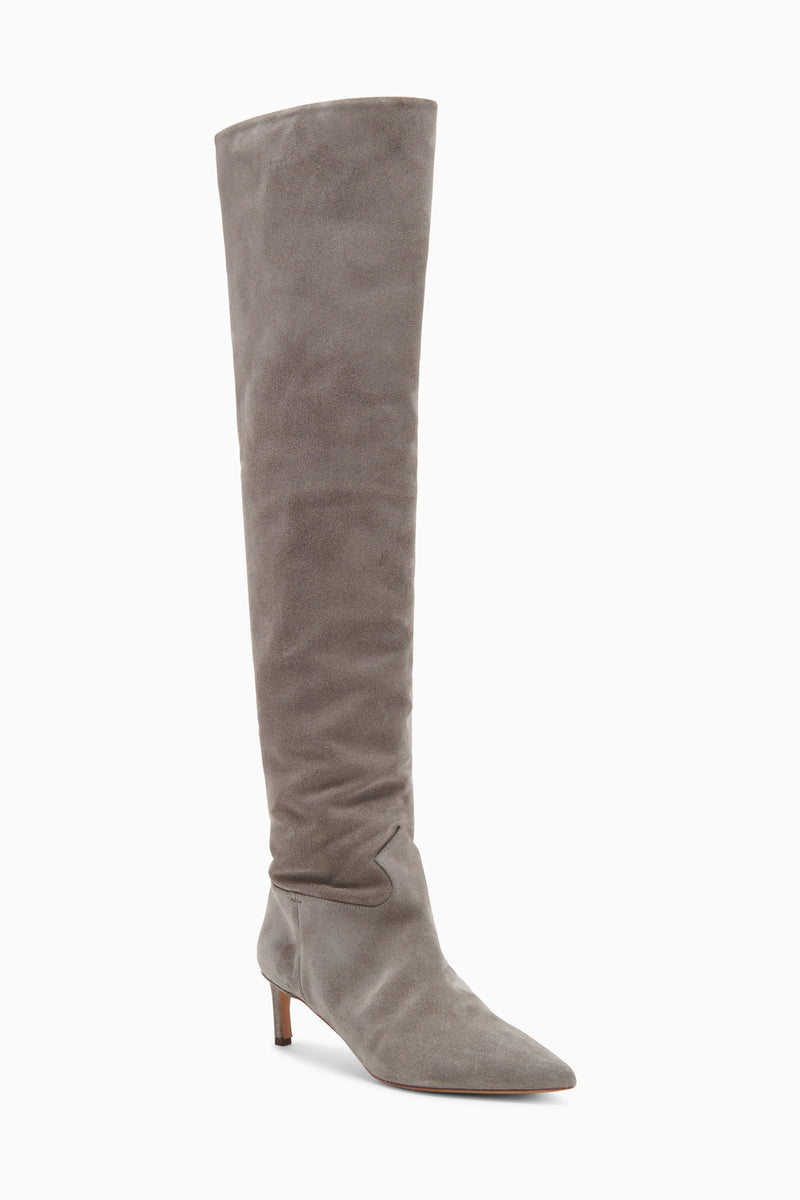 Grey suede block heel shops boots