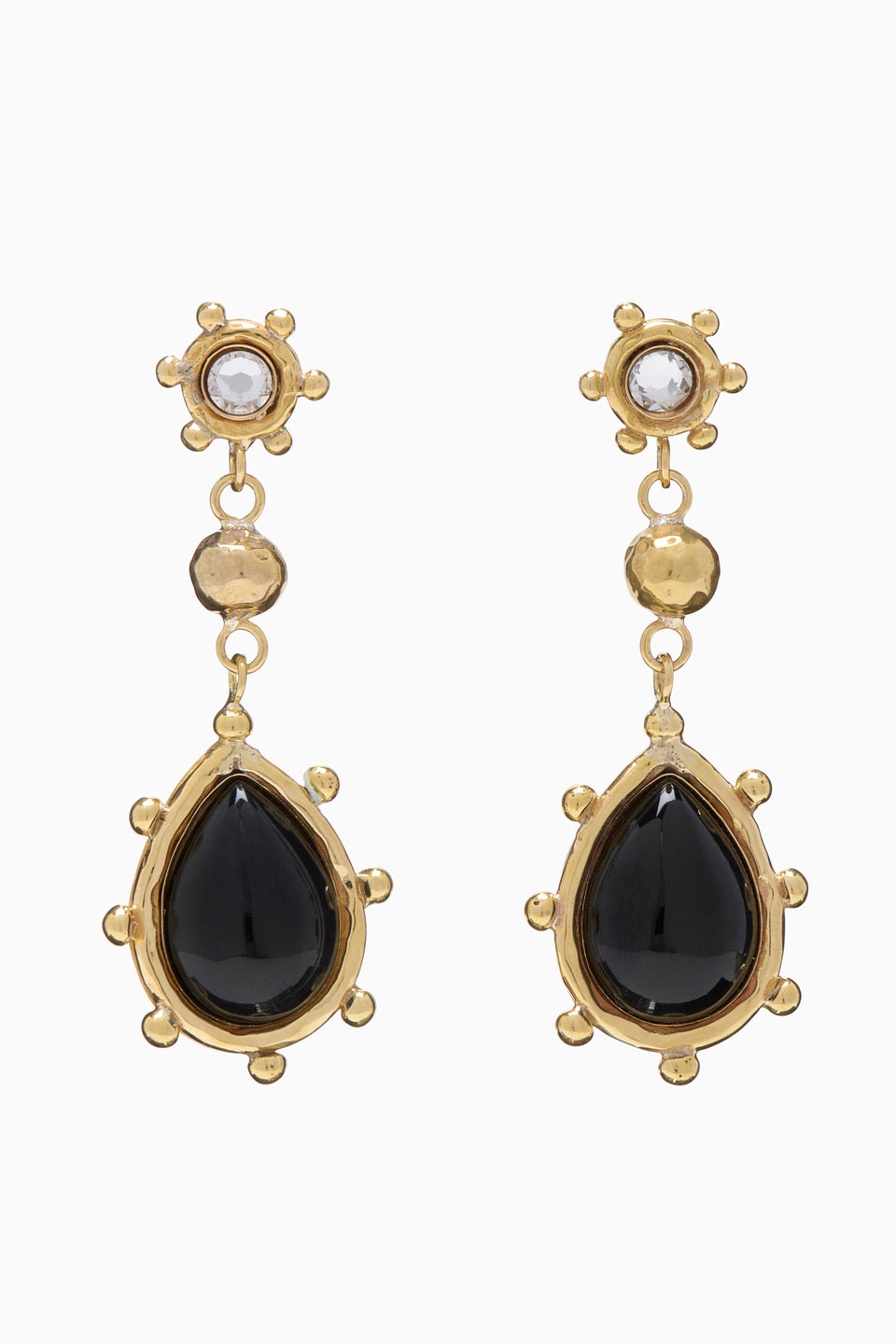 Kaja Mix Texture Stone Drop Earring - Black Onyx
