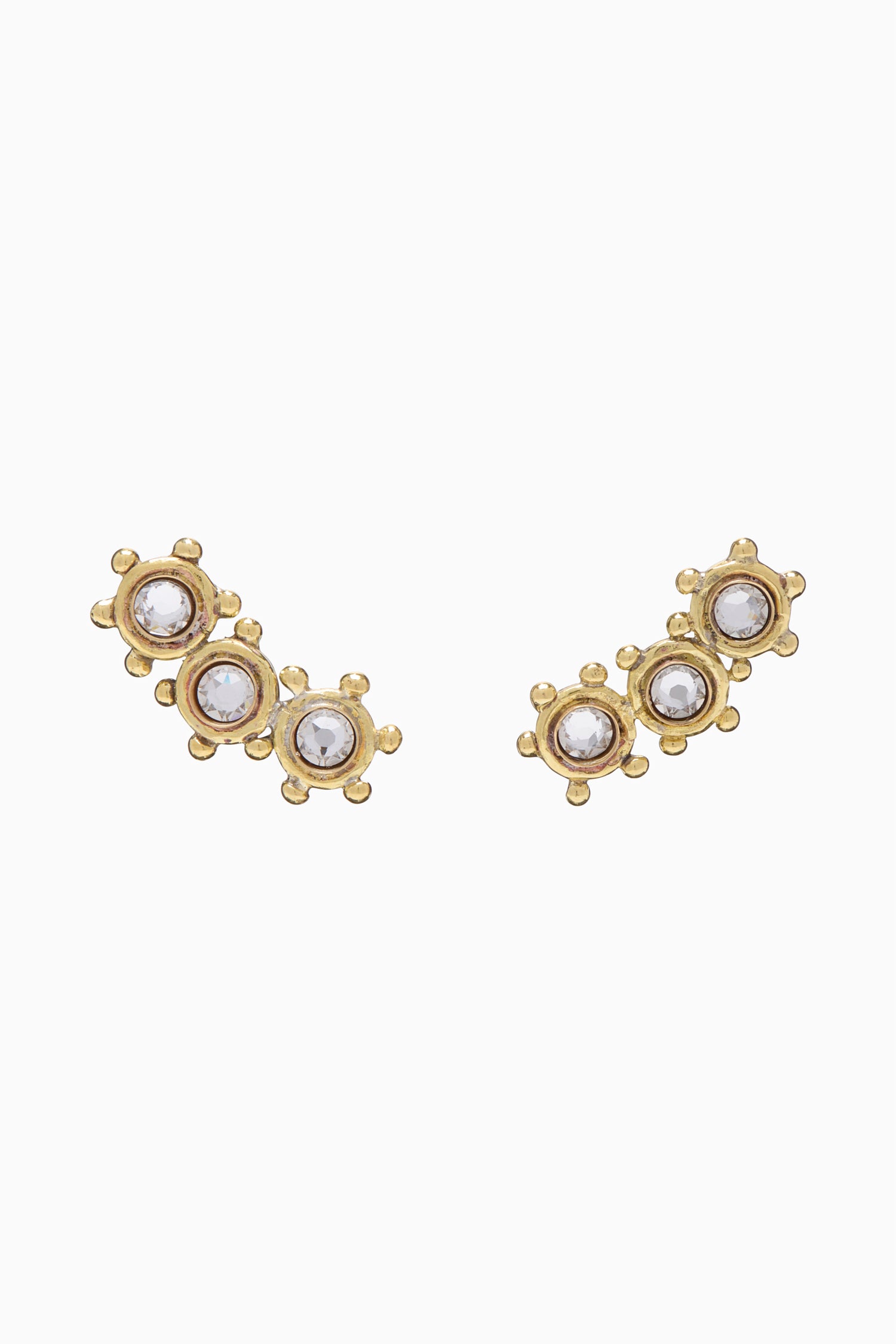 Kavi Crystal Mix Stud Climber Earring - Crystal