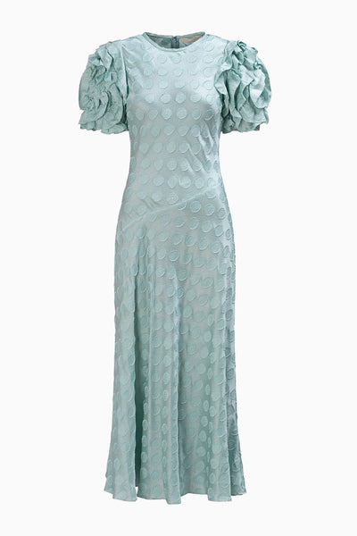 Beryl Fil Coupé Jacquard Ruffle Sleeve Midi Dress - Front View | Ulla Johnson