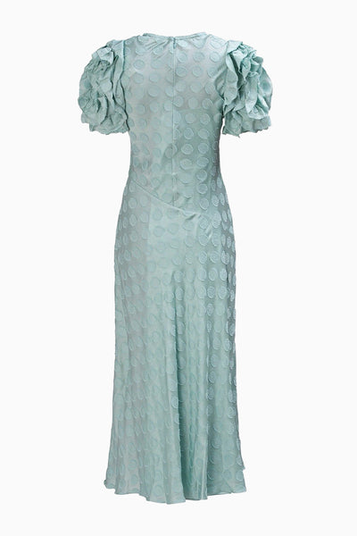 Beryl Fil Coupé Jacquard Designer Midi Dress - Back View | Ulla Johnson