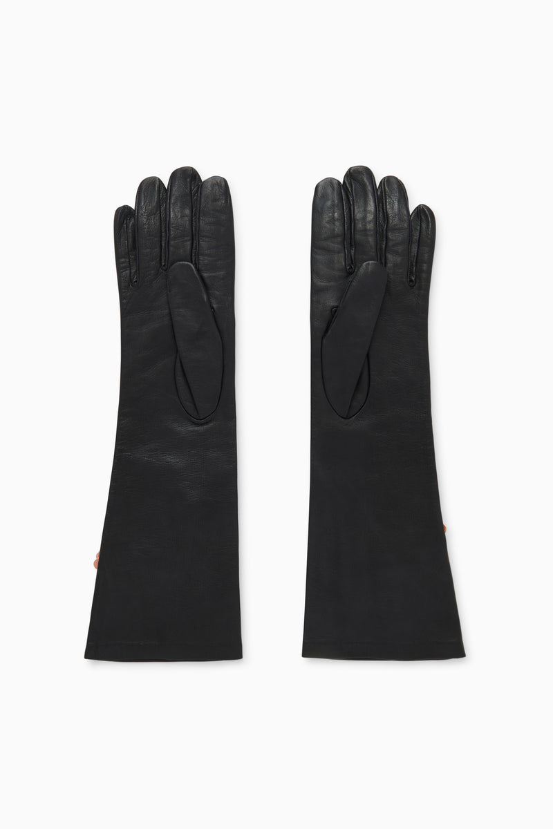Laetitia Embellished Leather Gloves - Noir Black Nappa