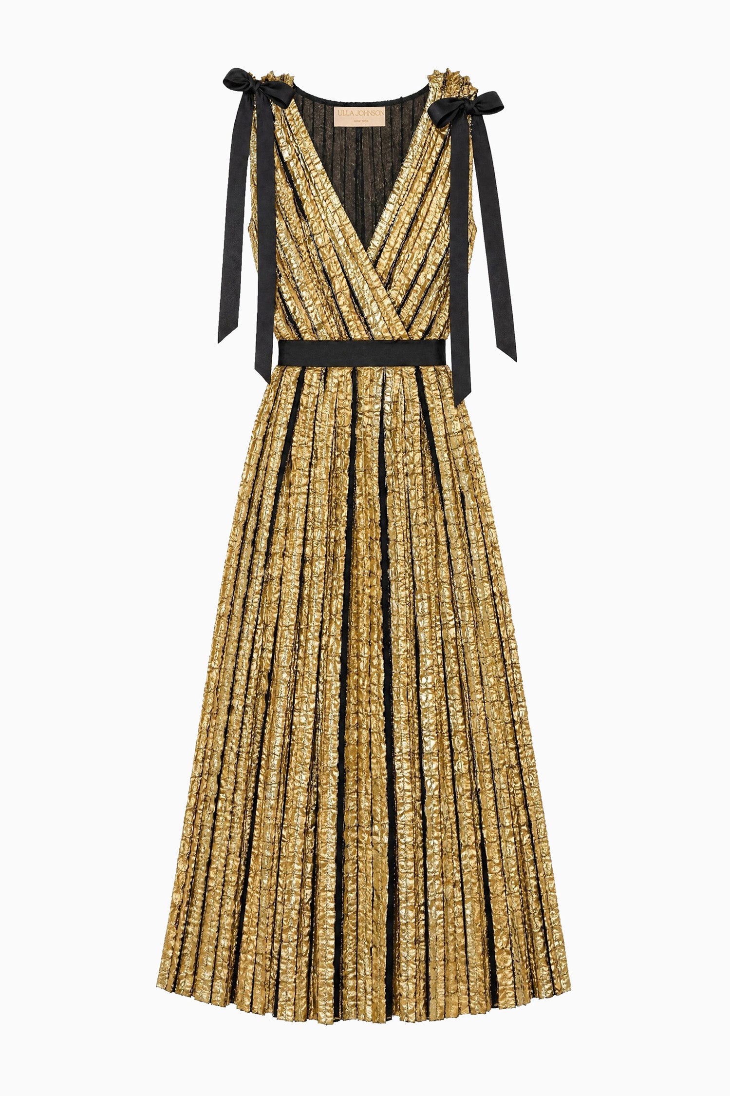 Karina Lurex Bow Dress - Gold