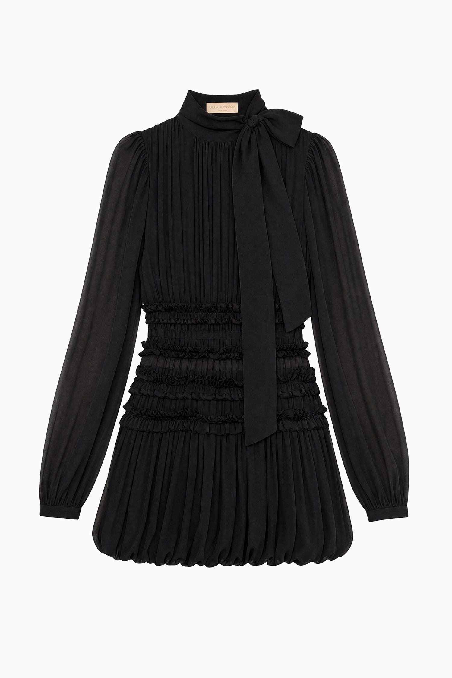 Ulla Johnson Celestine Long Sleeve Silk Dress - Noir