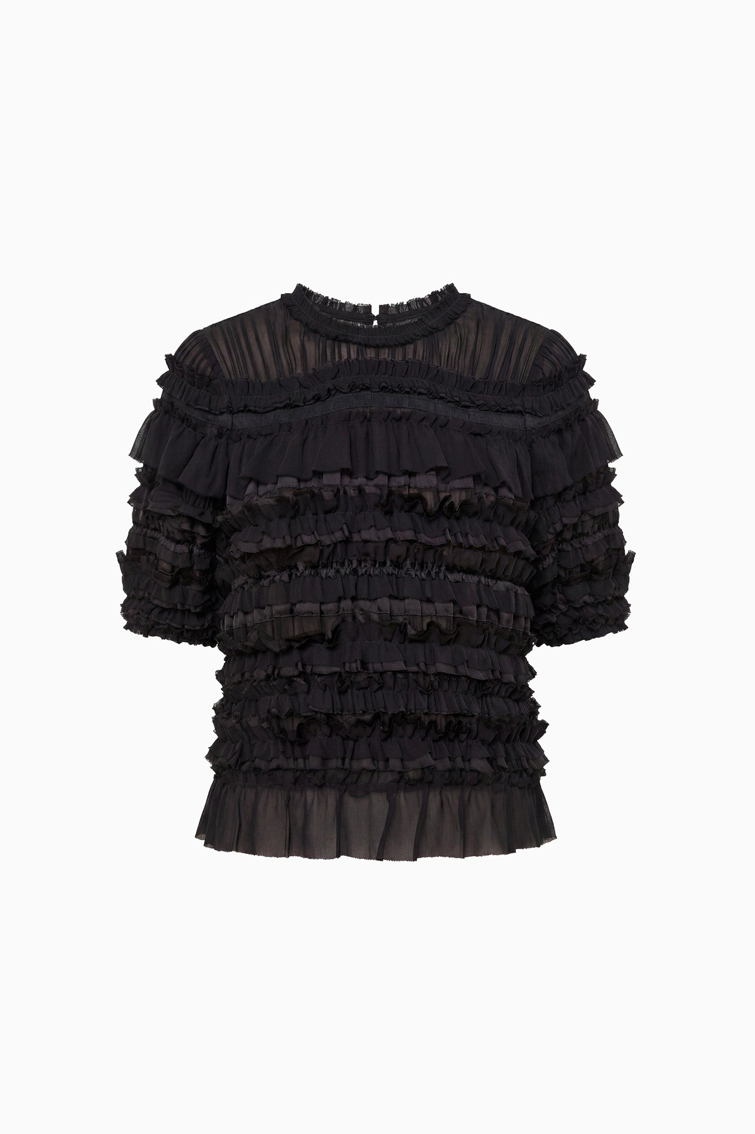 Ulla Johnson Mabel Short Sleeve Silk Top - Noir