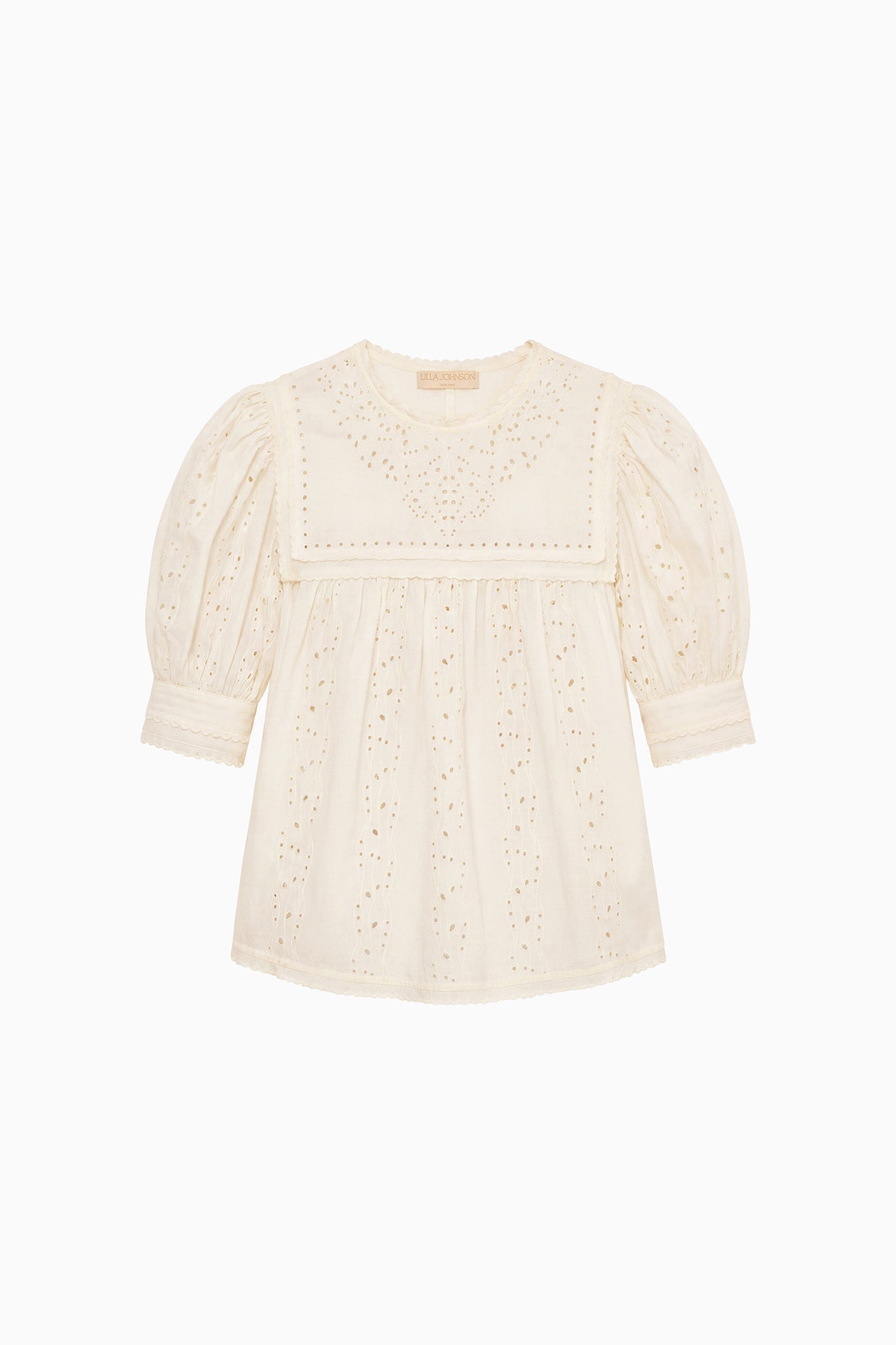 Ulla Johnson Una Short Sleeve Cotton Top - Pearled Ivory