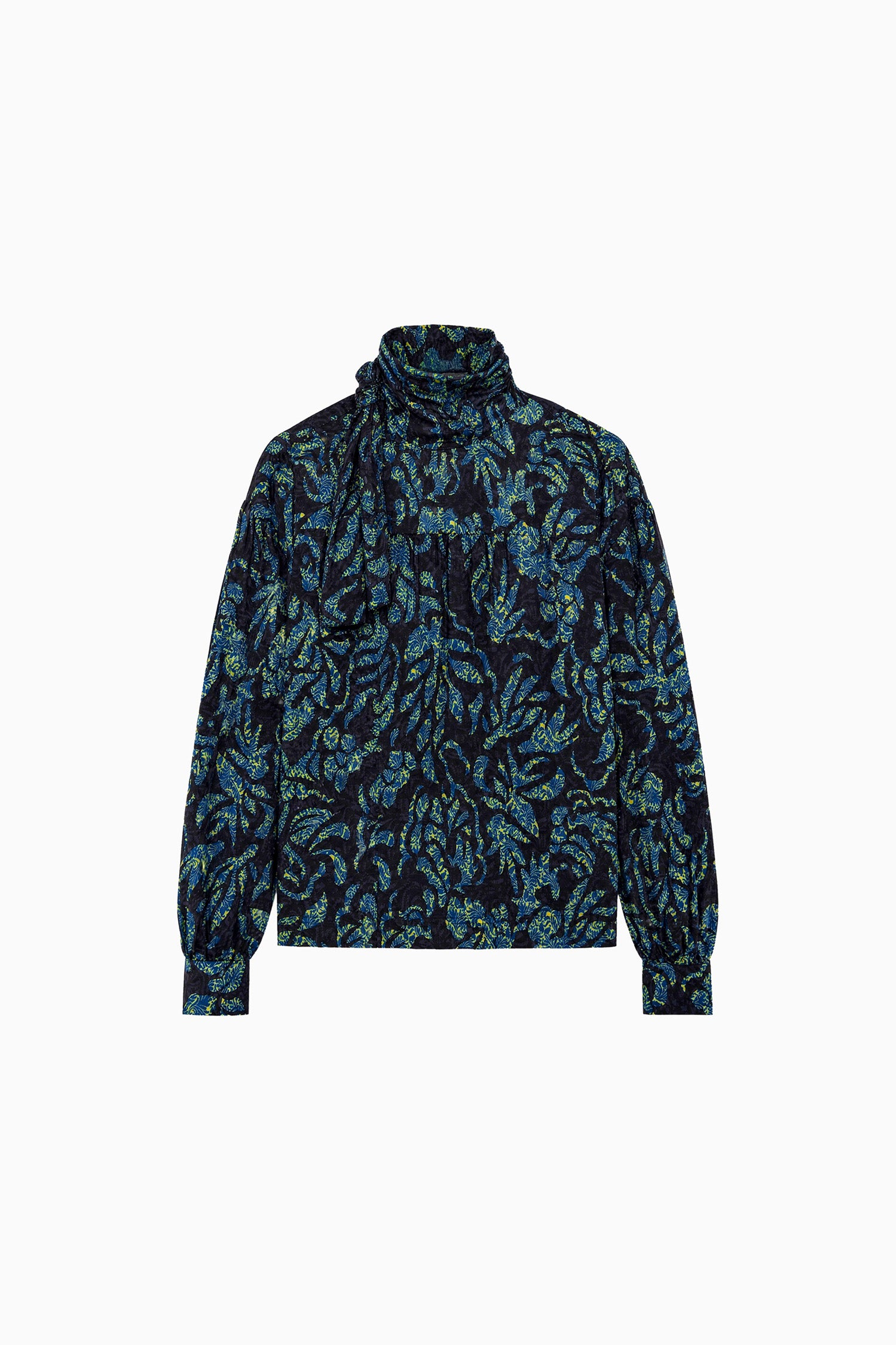 Pastel Long Sleeve Cotton Blouse - Midnight