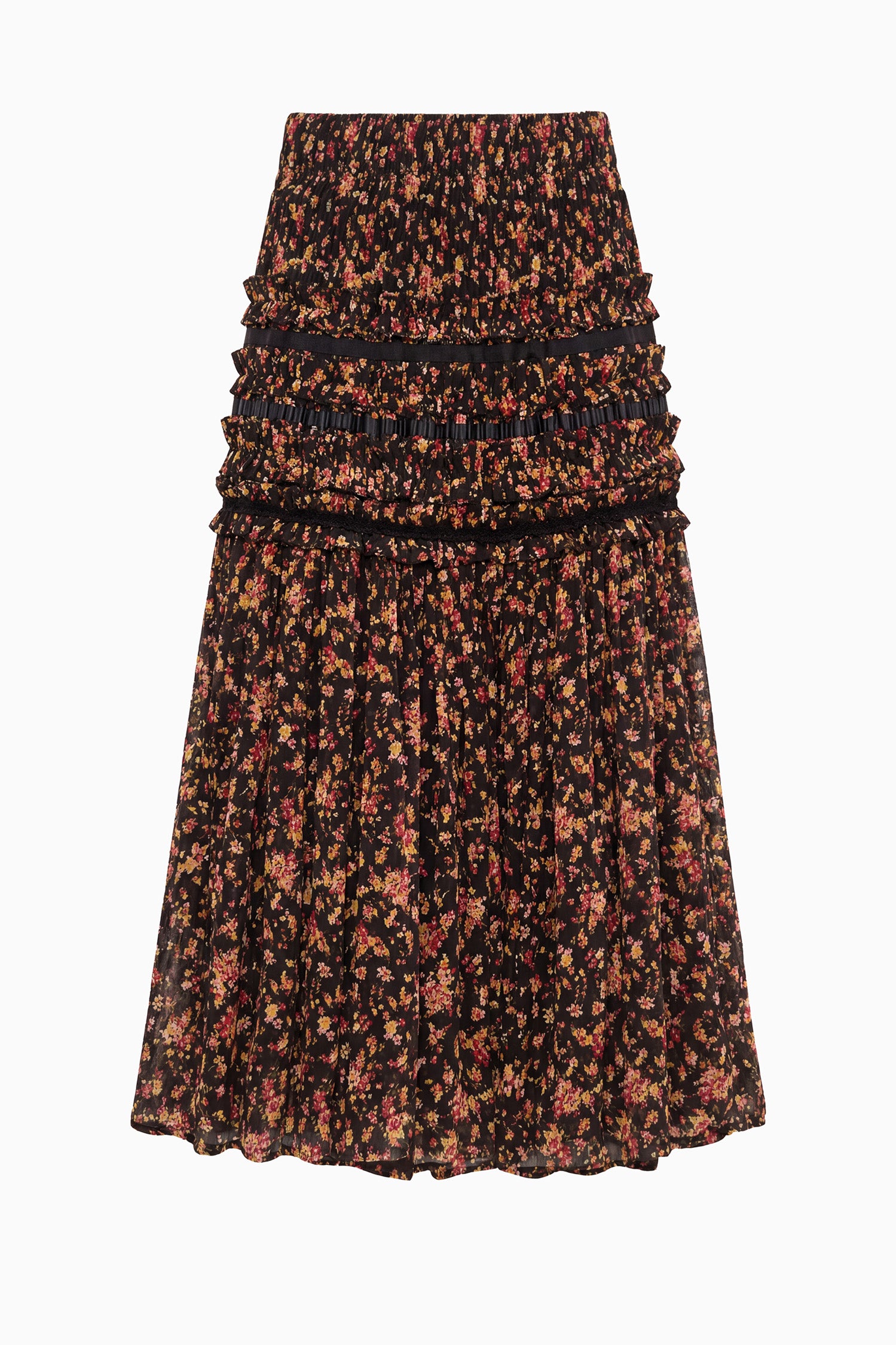 Ulla Johnson Auden Silk Skirt - Noir Mille Fleur
