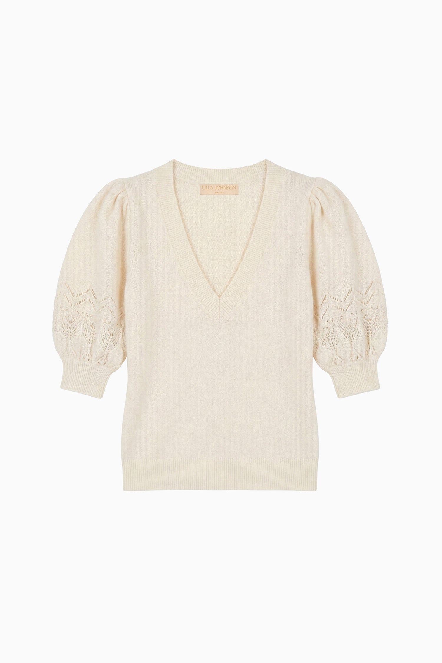 Reina Puff Cashmere Top - Pearl