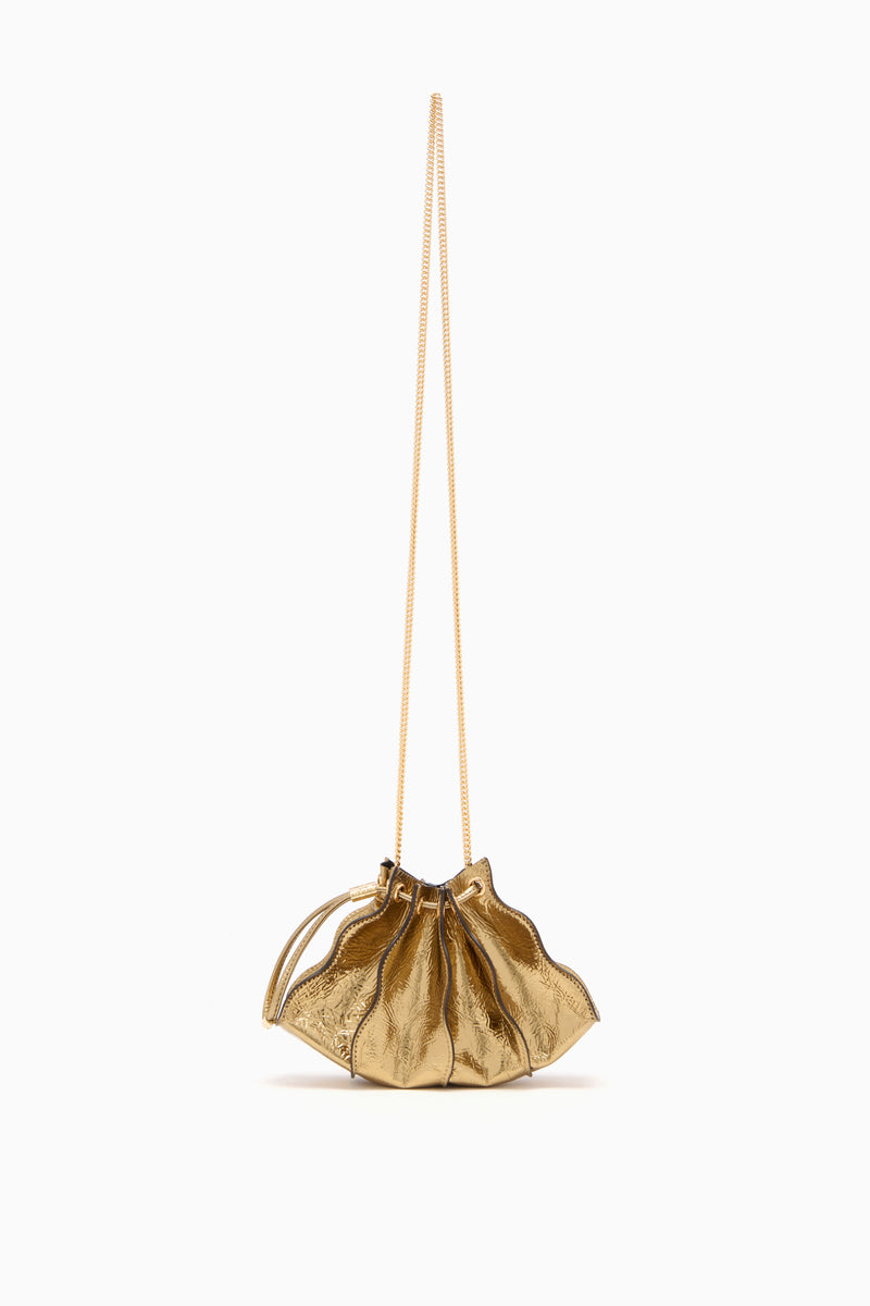 Adria Small Crossbody with Chain - Gold Leather Wave Crossbody Bag