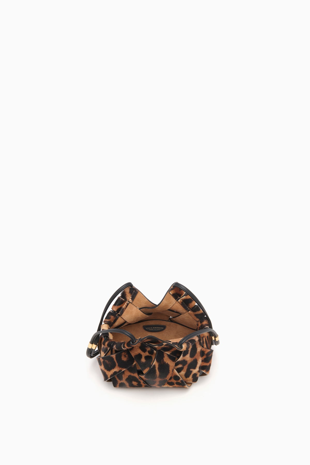 Sac bandoulière de luxe en cuir léopard - Vue intérieure en daim | Ulla Johnson