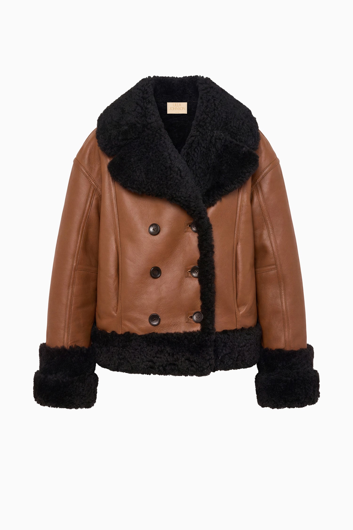 Ulla Johnson Nisha Reversible Shearling Coat - Noir