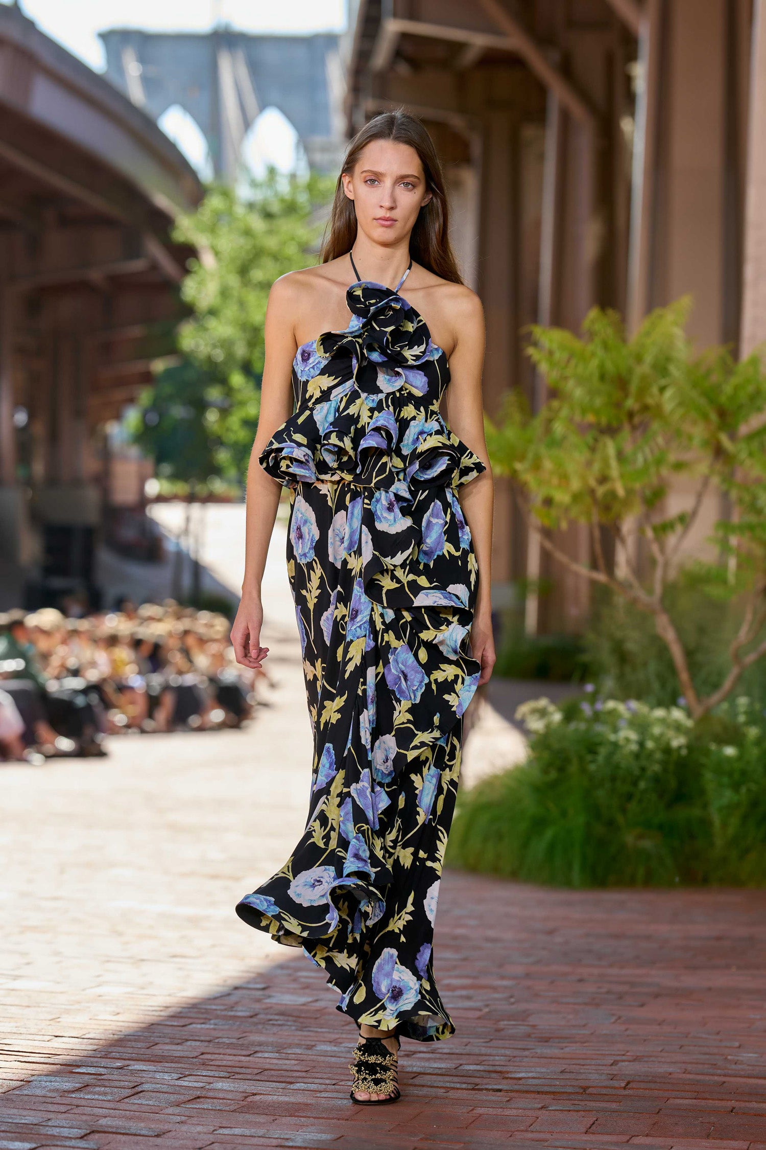 Ulla Johnson Leonie Halter Maxi Jurk Met Ruches - Moon Garden