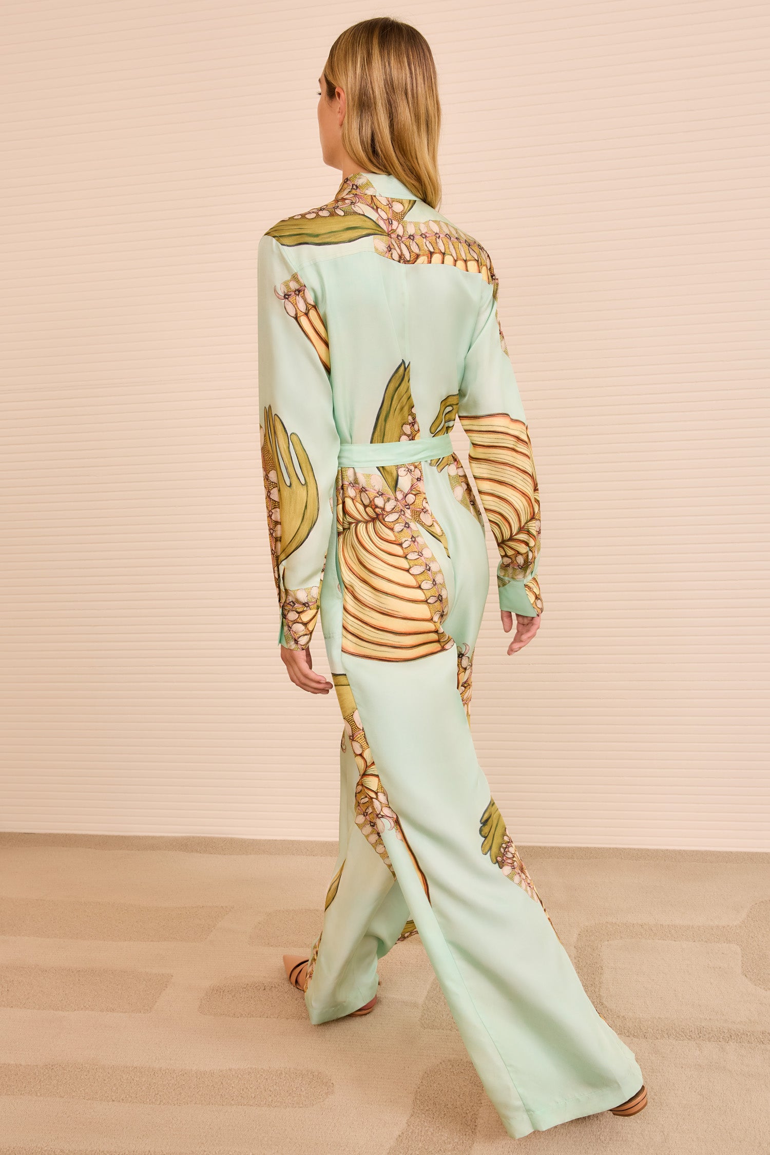 Bricolage LS Belted Jumpsuit - Water Blossoms