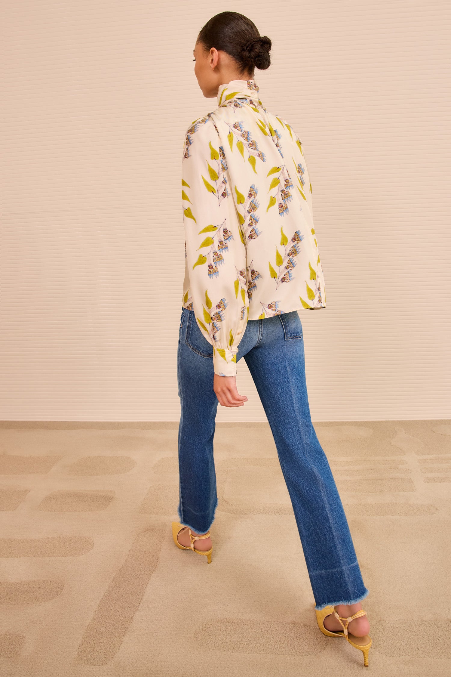 Ornament Tie Neck Blouse - Infinite Flower