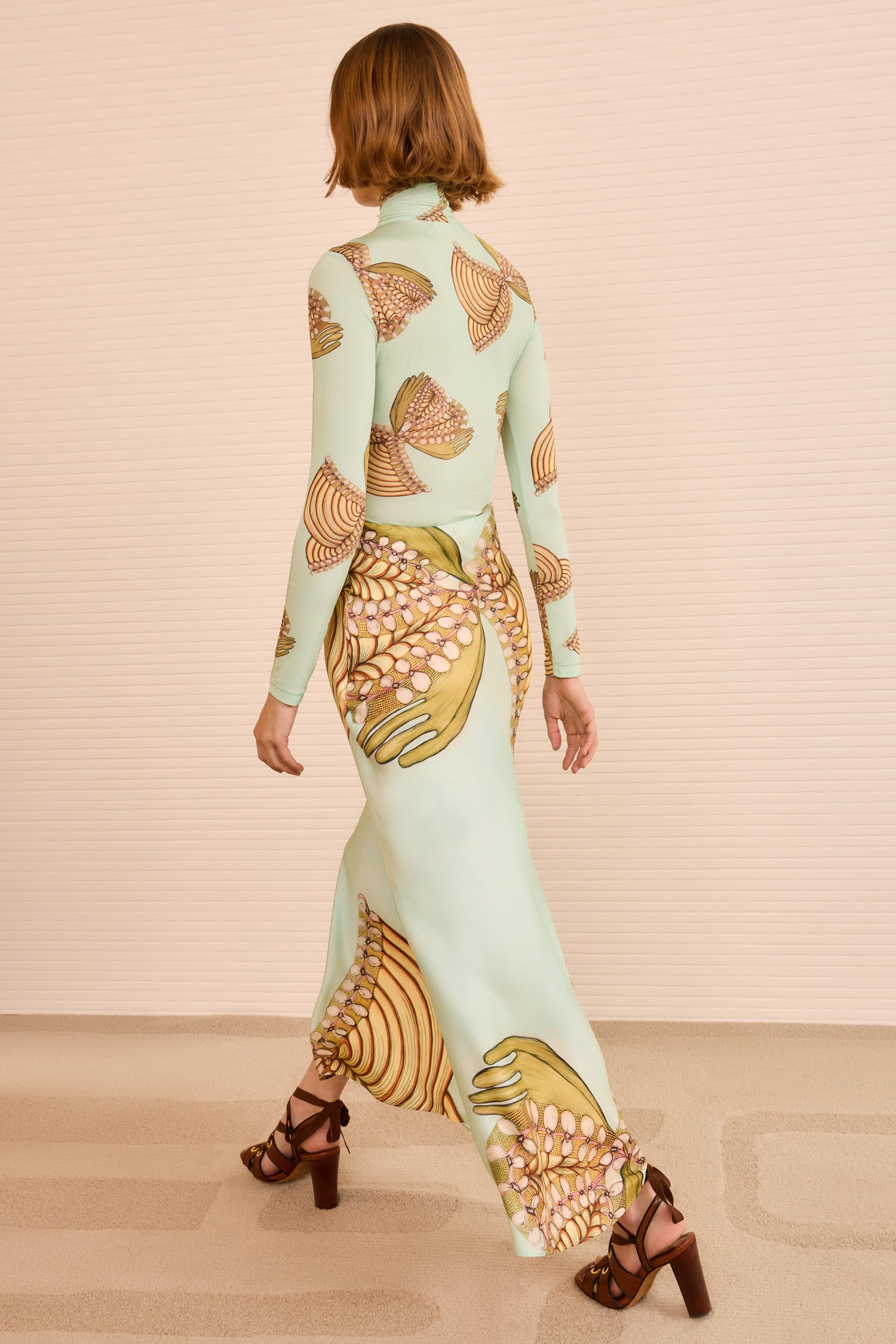 Pera Midi Slip Skirt - Water Blossoms