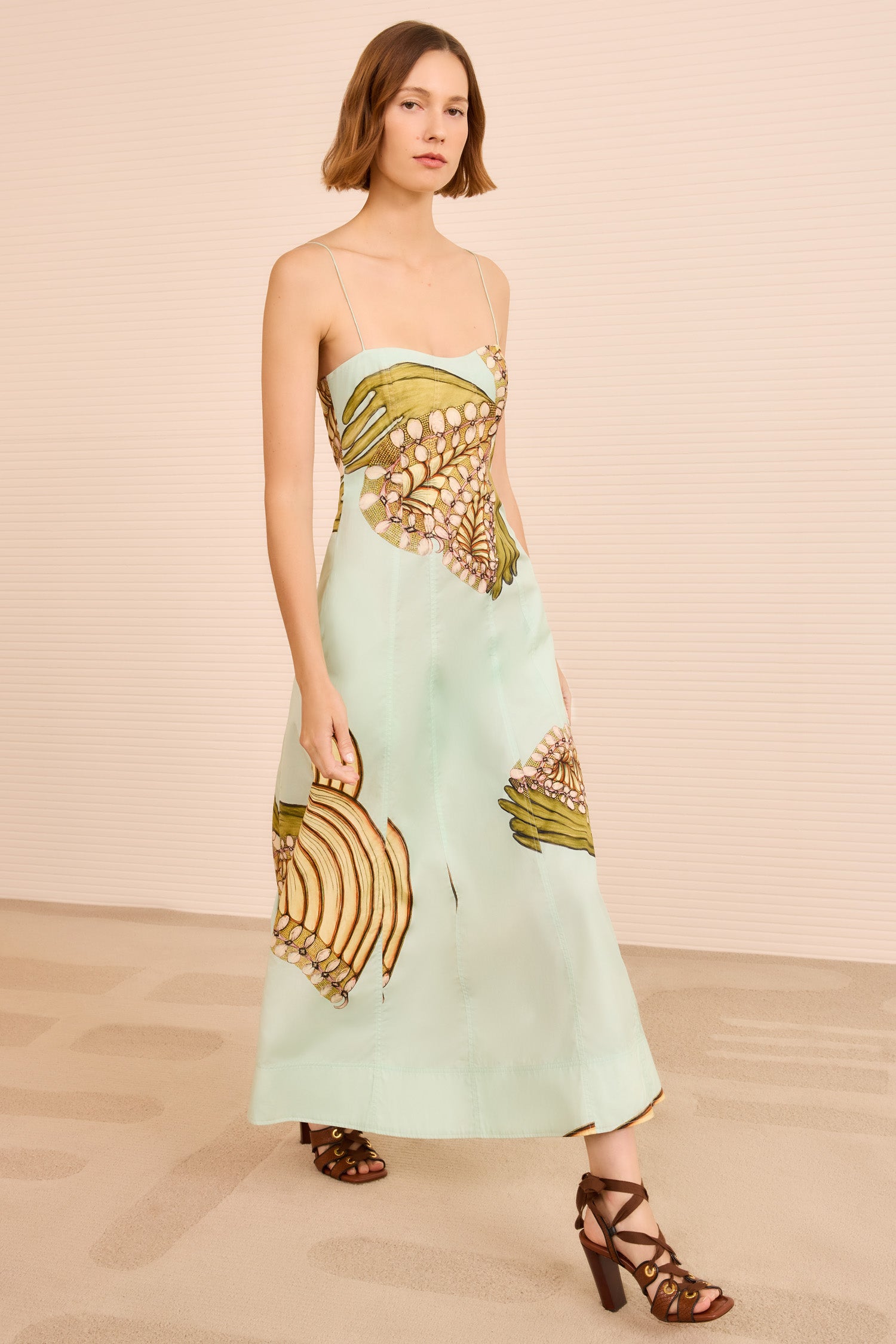 Vesela Cami Midi Dress - Water Blossoms