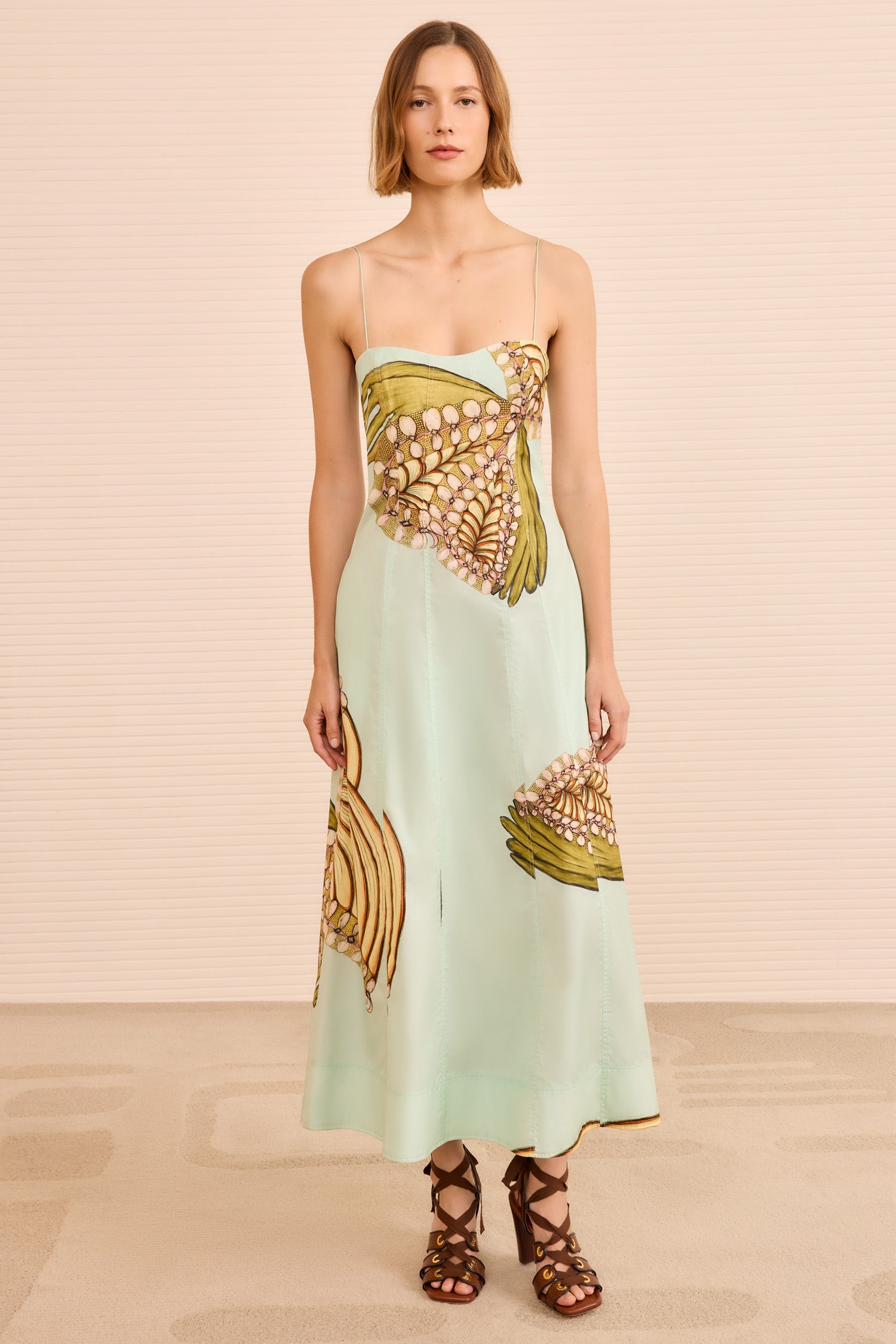 Vesela Cami Midi Dress - Water Blossoms