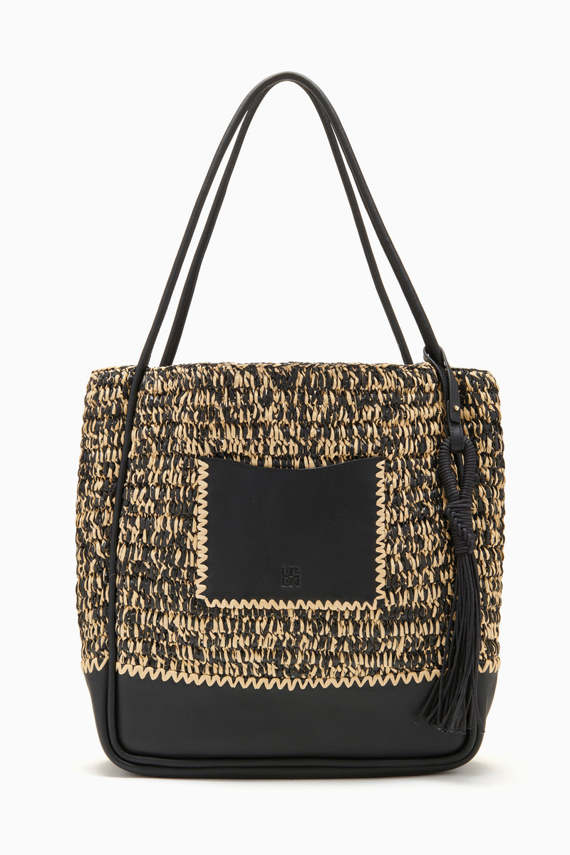 Ulla Johnson Maya Raffia Crossbody Bag in Noir Melange – Hampden Clothing