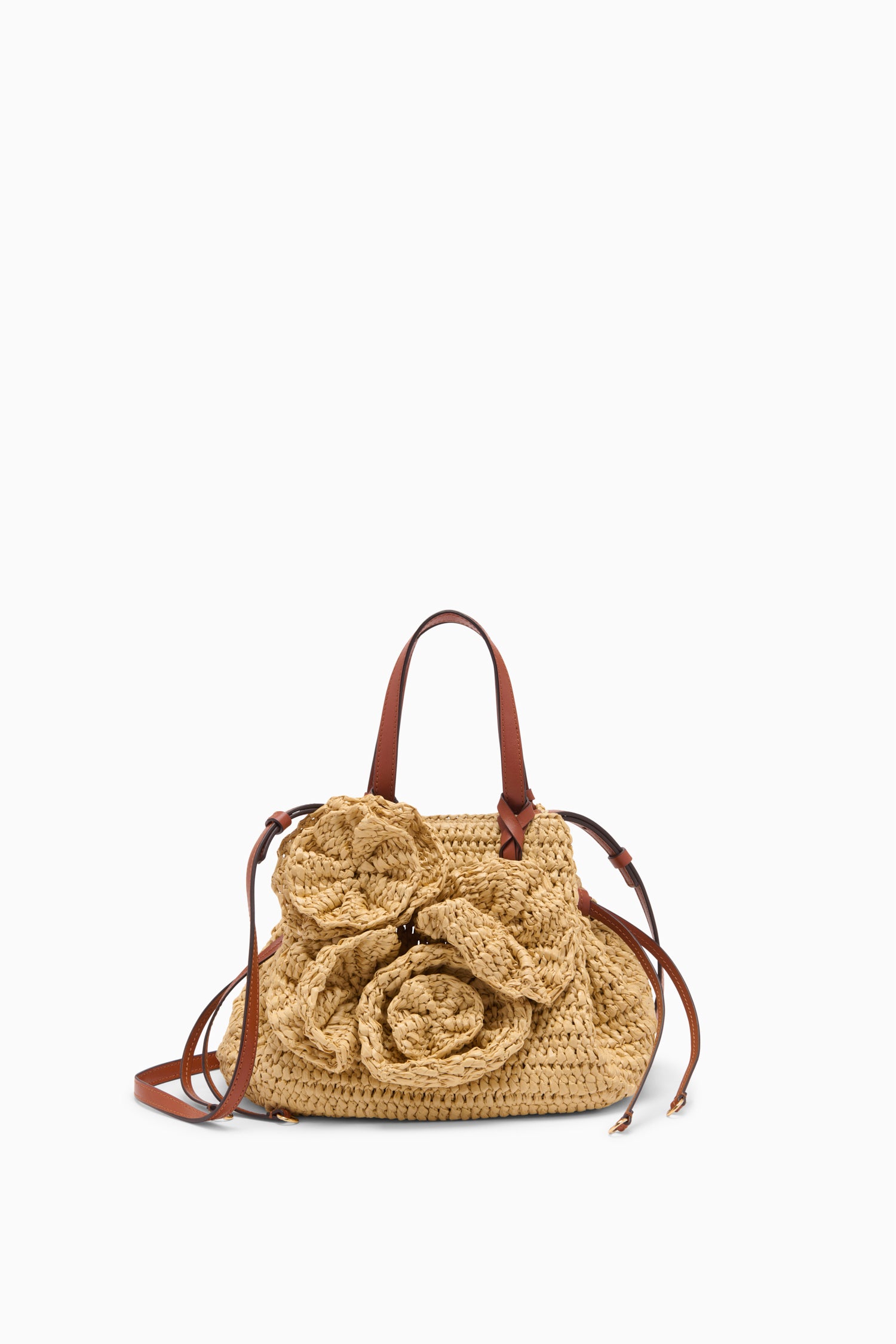 Gio Floral Raffia Crossbody - Natural