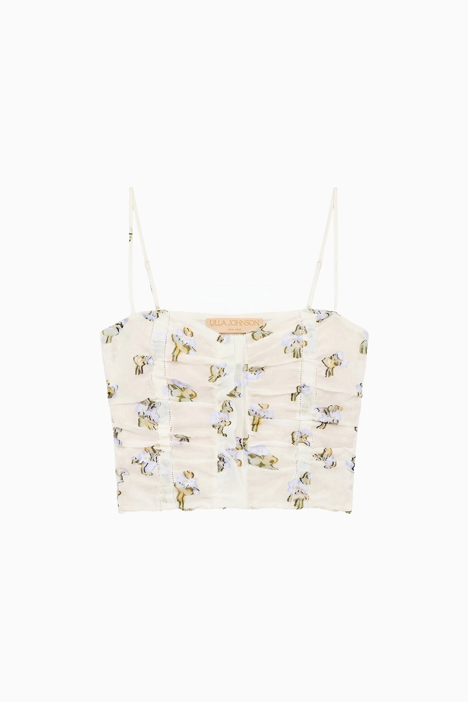 Sylvette Organza Cropped Bustier Top - Violet Leaf