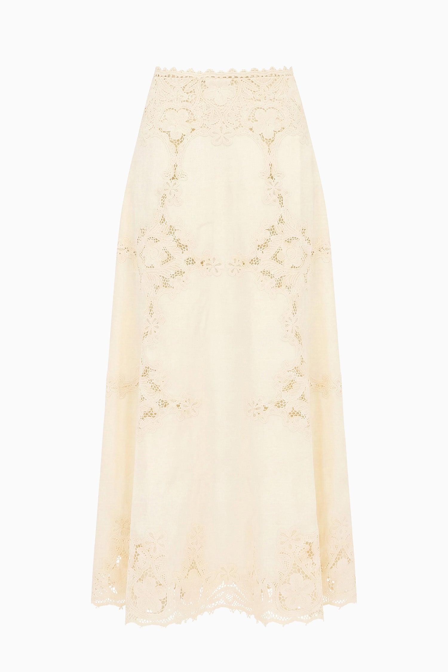 Fleur Linen Midi Skirt - Ivory