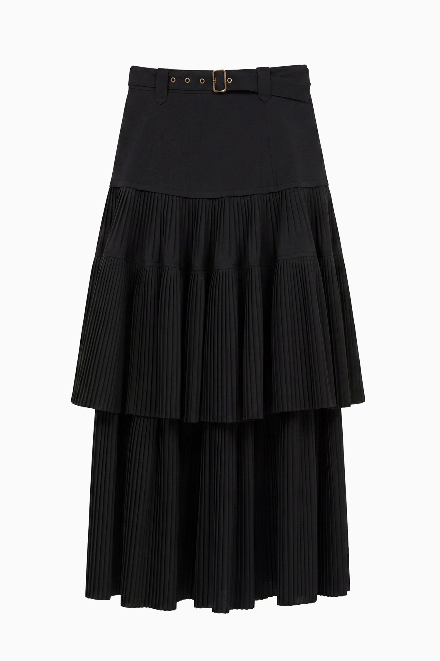 Coralie Pleated Wool Skirt - Noir