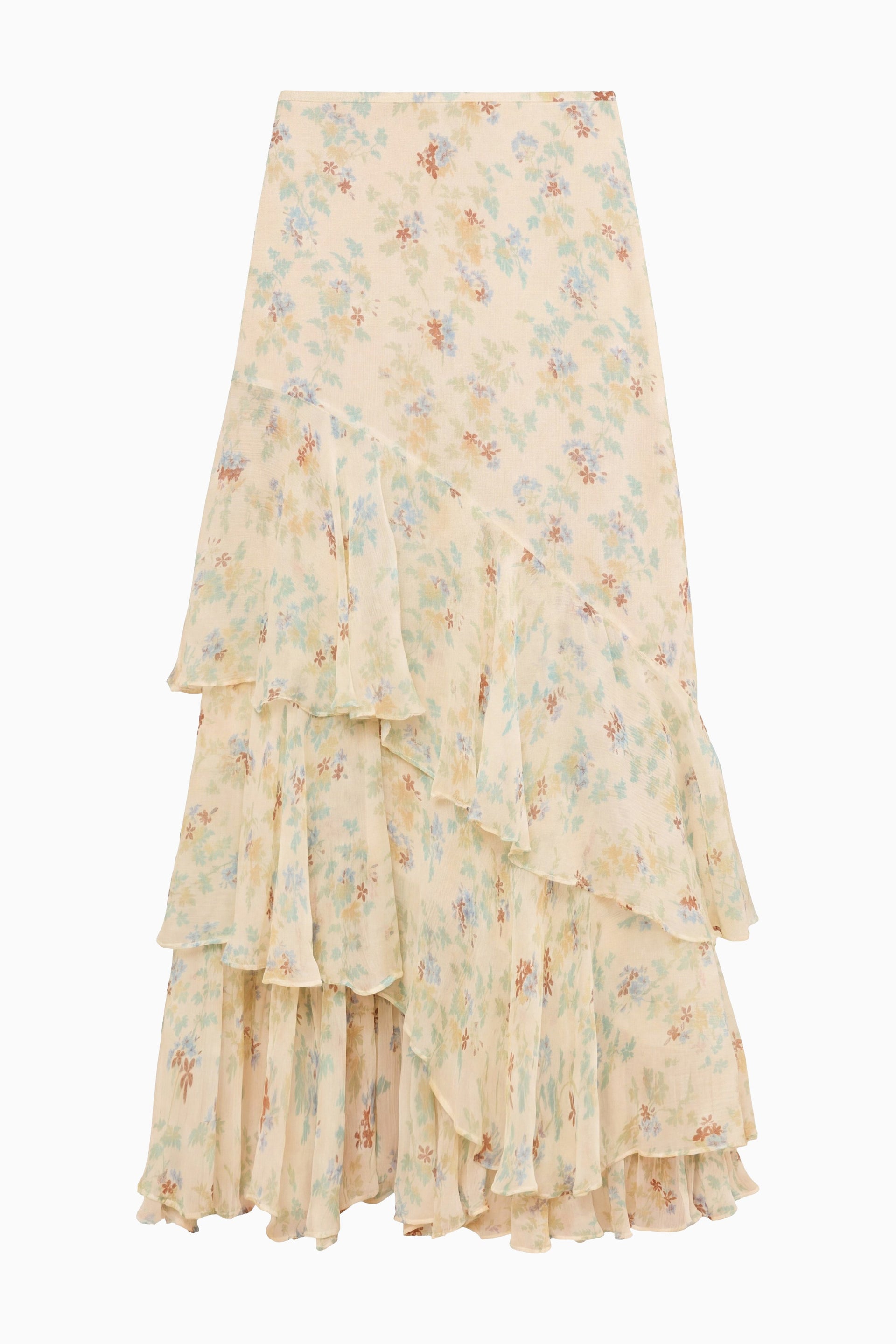 Meadow Silk Midi Skirt - Moon Petal