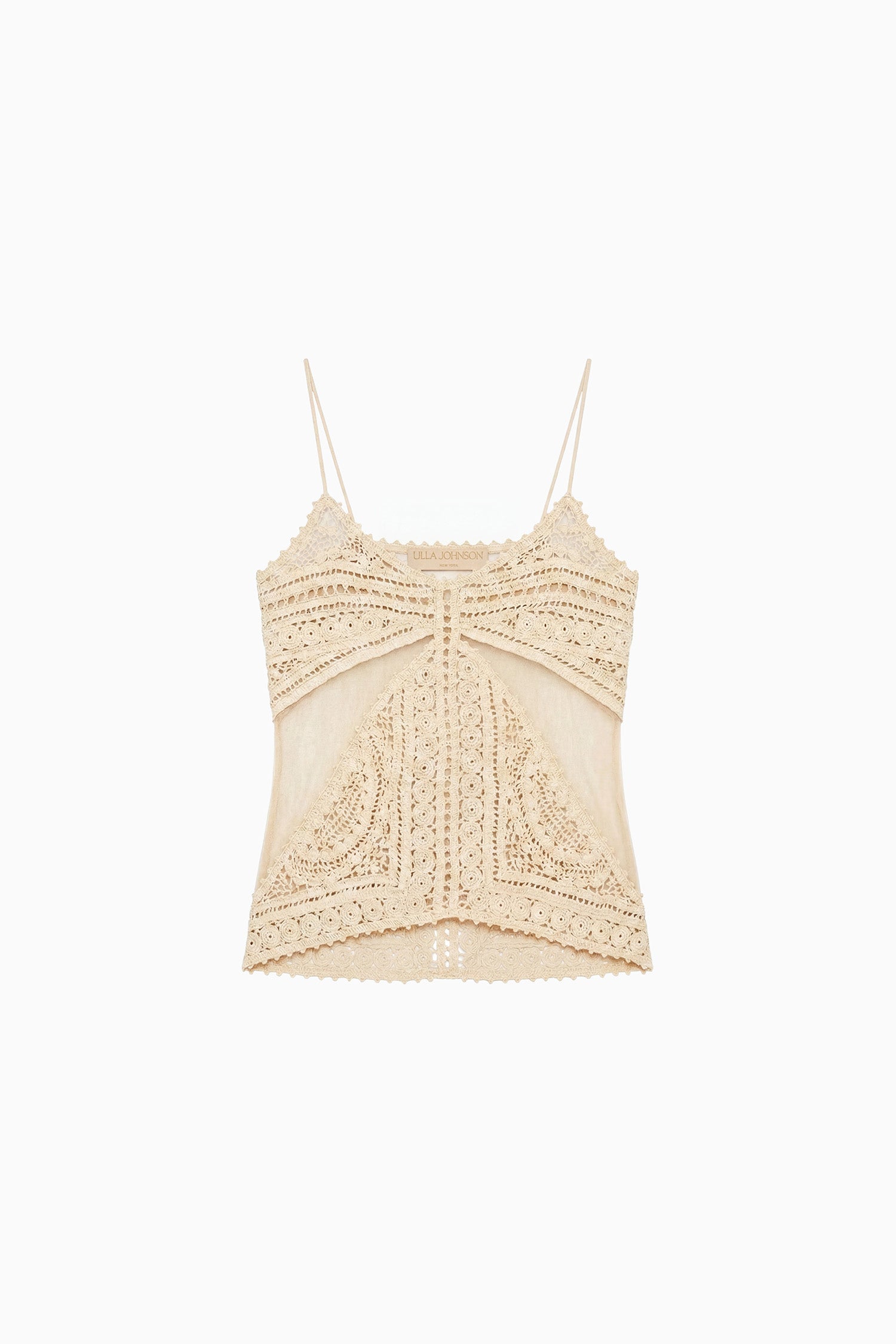 Ulla Johnson Mollie Crochet & Tulle Top - Sandstone