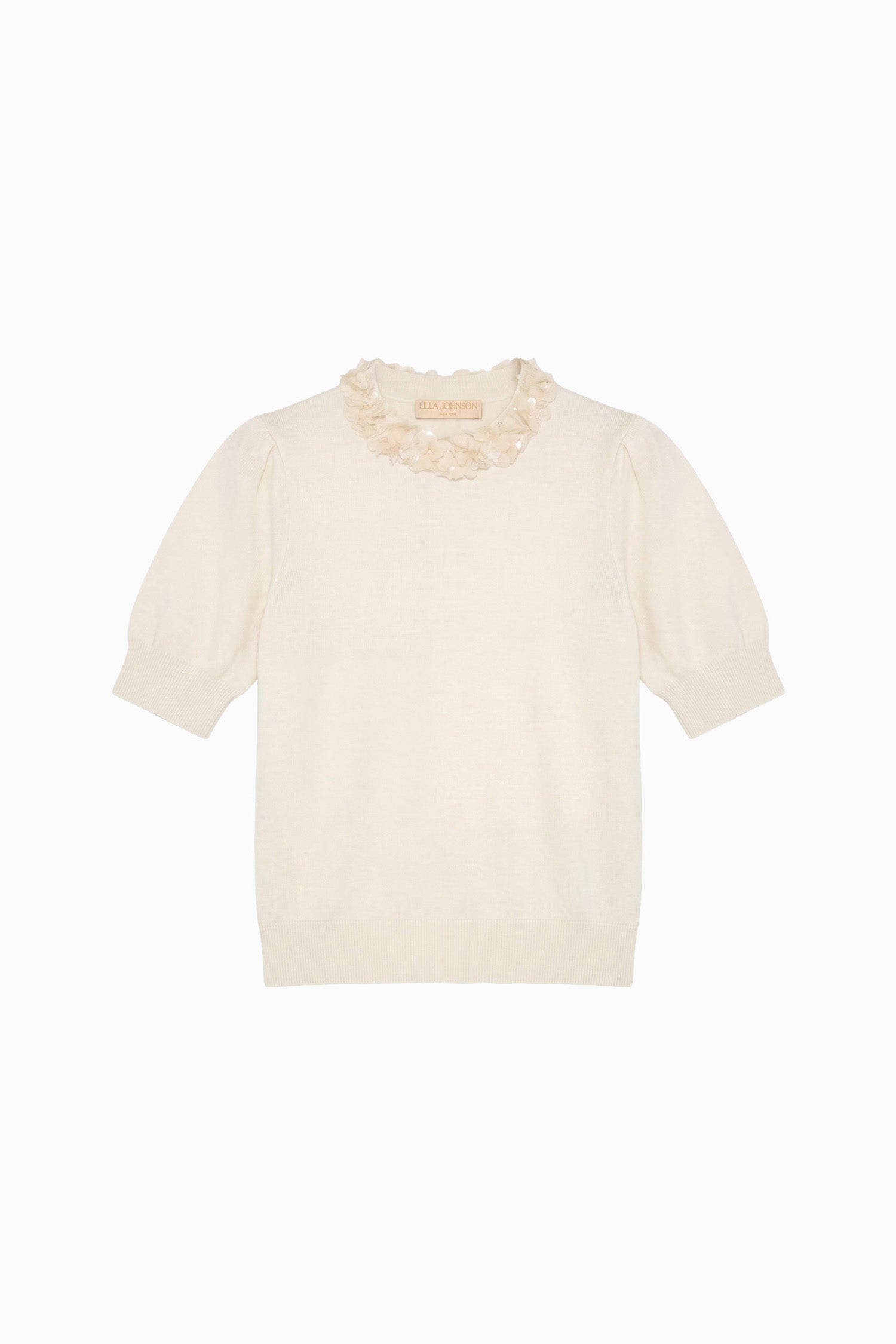 Ulla Johnson Jude SS Embellished Top - Pearled Ivory