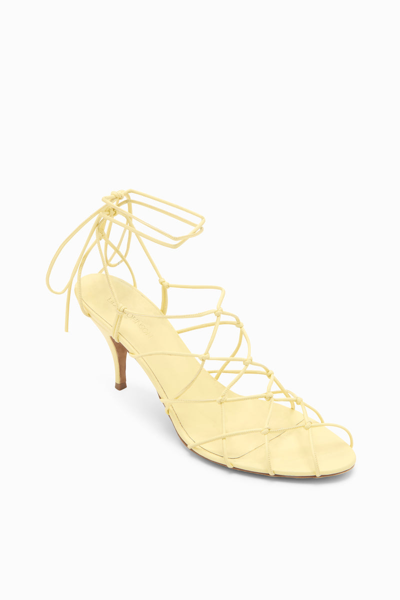 Colette Pump - Lemon Yellow Italian Vegan Leather Open-Toe Heel