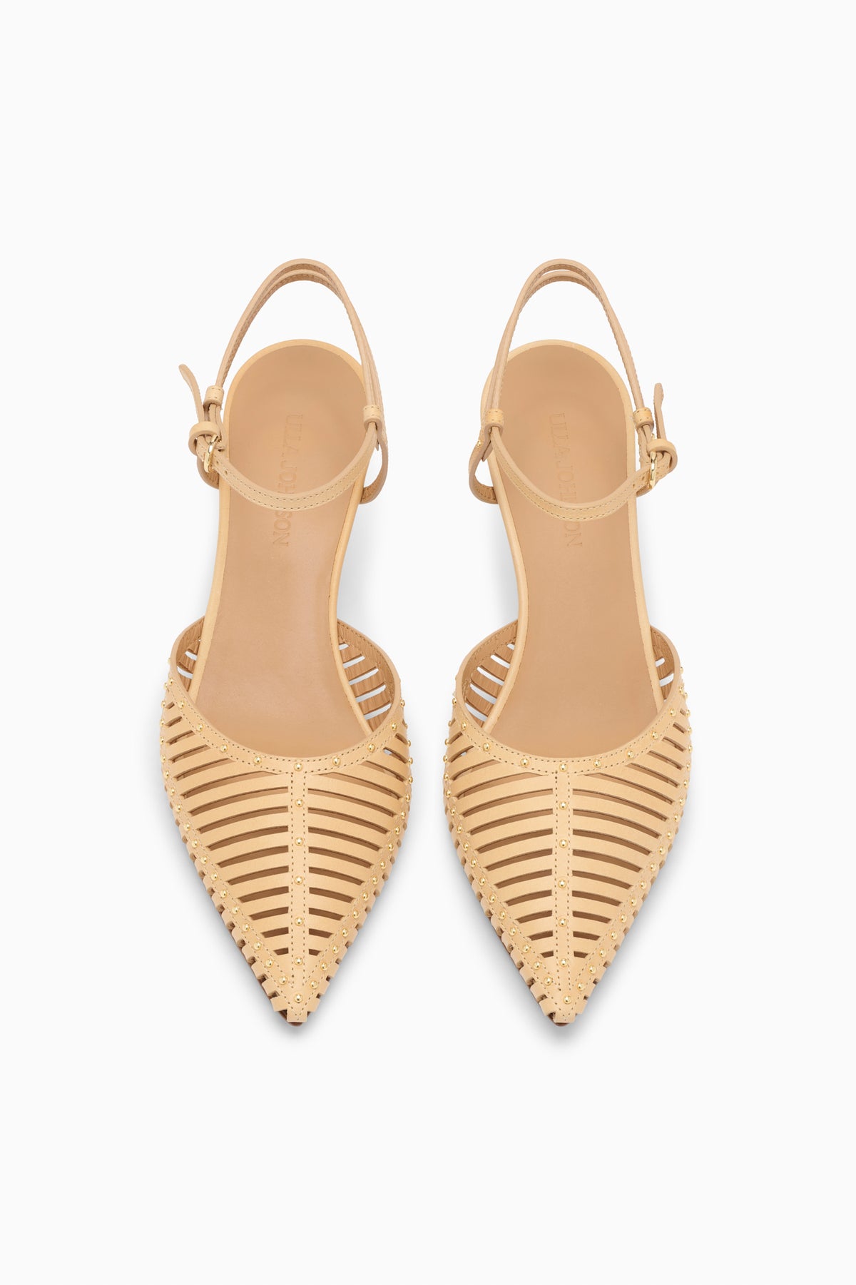 Petit Talon Cage Francine Cuir Miele, Vue Supérieure Paire - Bout Pointu Bride Cheville | Ulla Johnson
