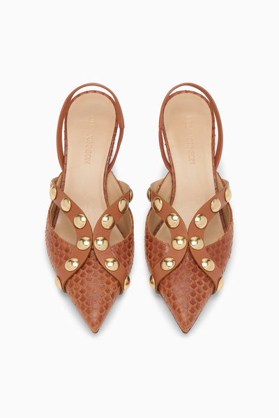 Paire de Petits Talons Cloutés Designer Nutmeg - Vue Supérieure | Ulla Johnson