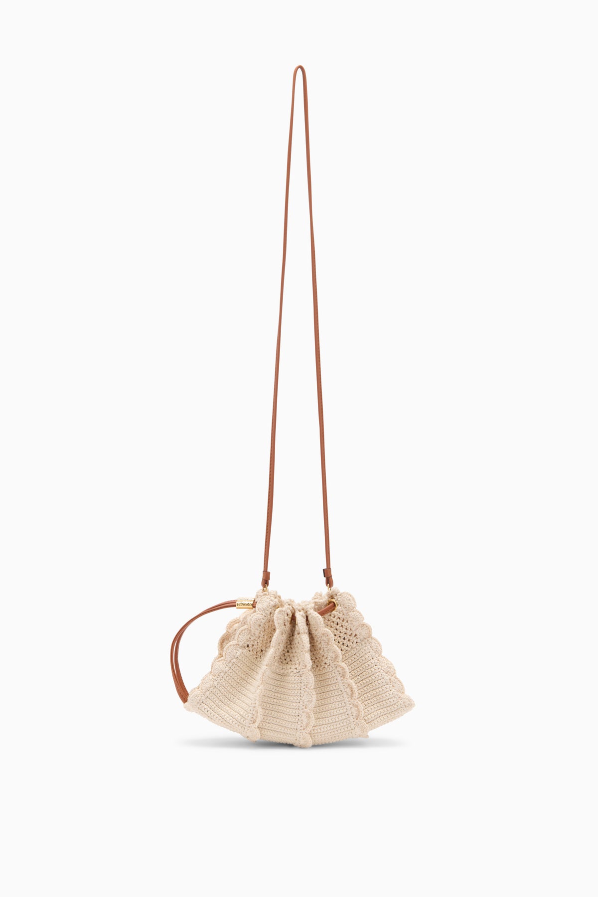 Sac bandoulière Cowrie en crochet designer avec bandoulière entièrement en cuir - Vue de face | Ulla Johnson