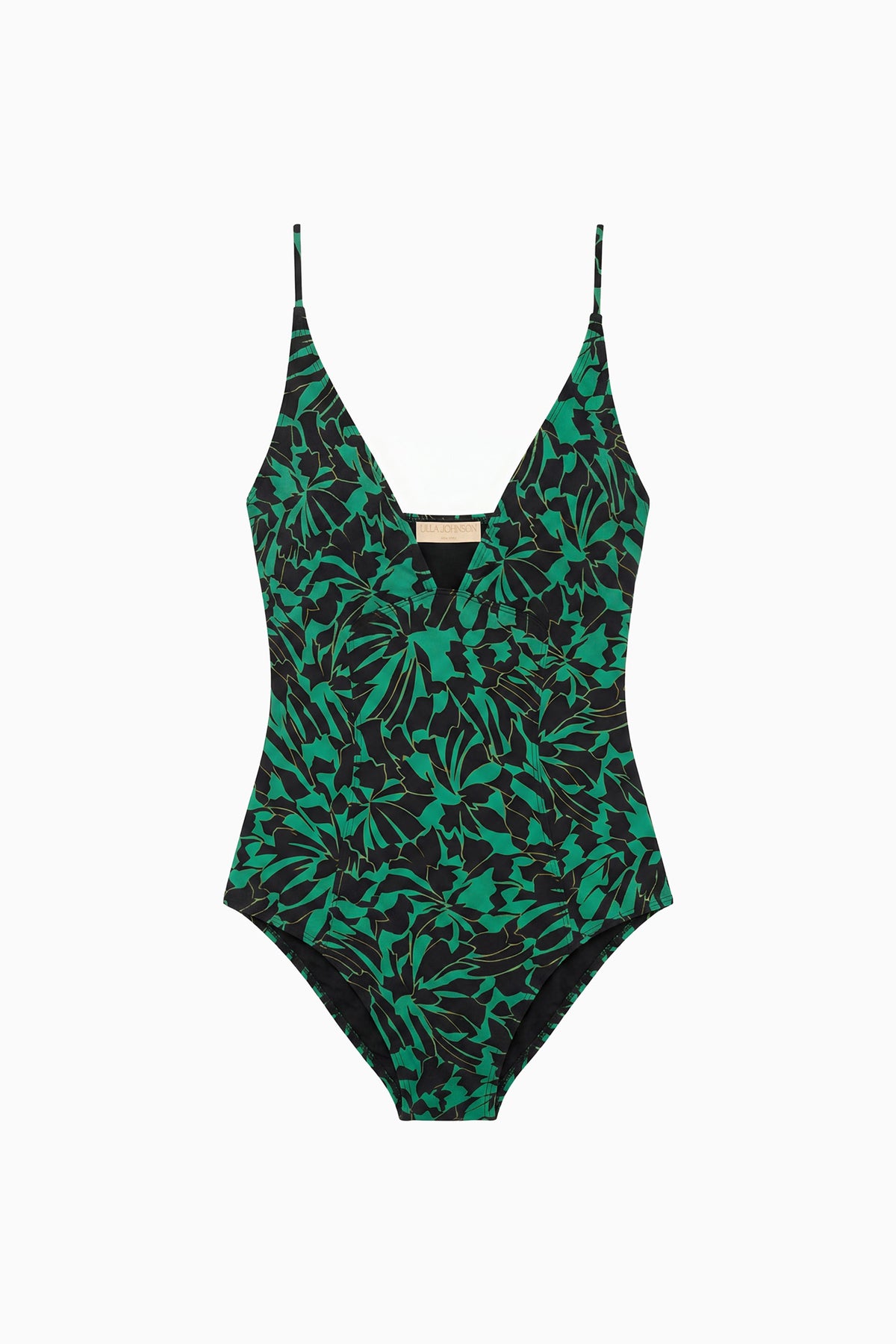 Maillot de bain une pièce à jambes montantes Neptune imprimé botanique - Vue à plat | Ulla Johnson