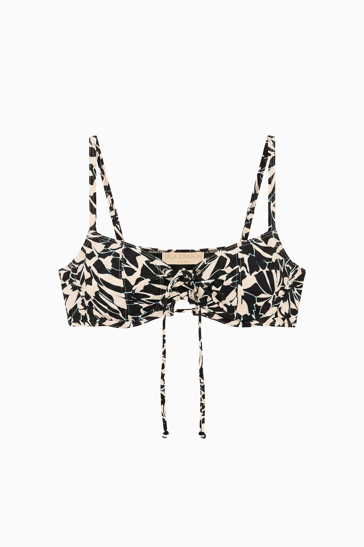 Haut de bikini de luxe à imprimé graphique Mercury - Vue à plat | Ulla Johnson