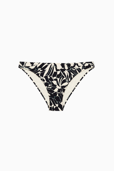 Bas de bikini échancré Mallorca à imprimé botanique noir et ivoire Mercury - Vue à plat | Ulla Johnson