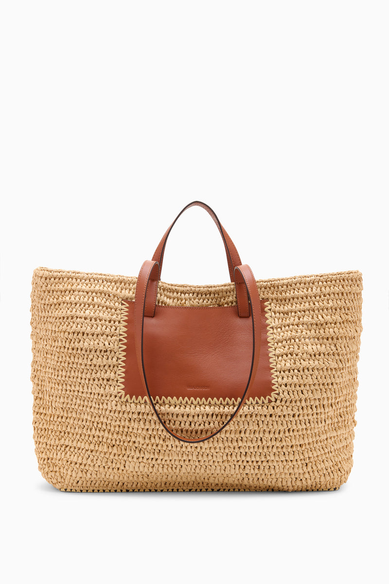トートバッグ Rabanne 'Natural Raffia Tote Bag' shopping bag Beige Raffia Tote Bag with logo | Rabanne