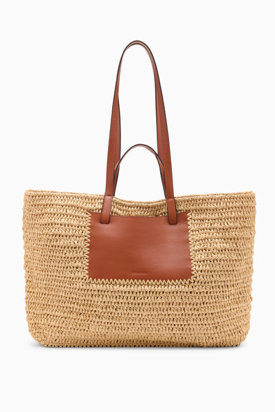 Natural Raffia Tote with Shoulder Straps - Back View | Ulla Johnson