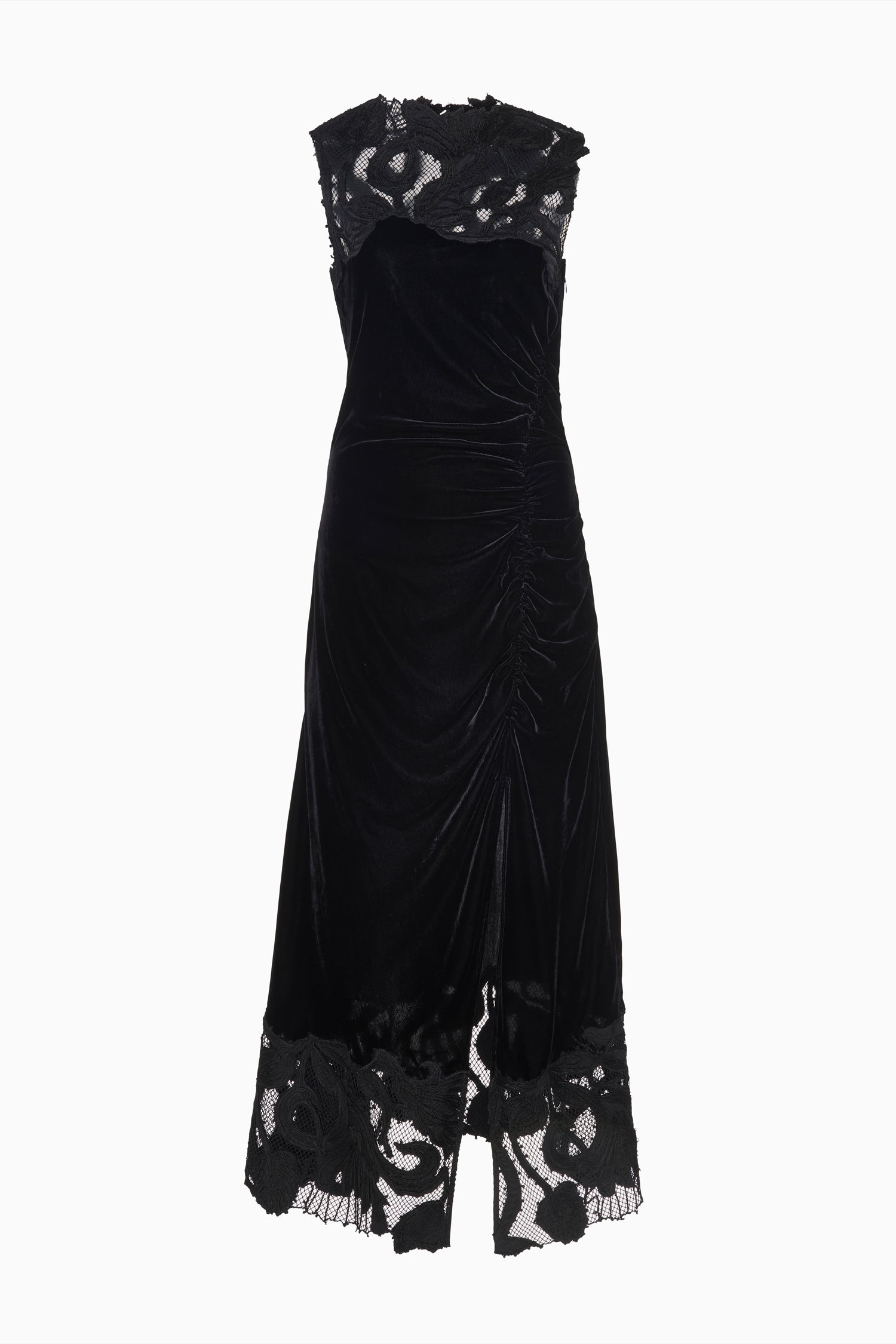 Rosaria Embroidered Ruched Dress - Noir