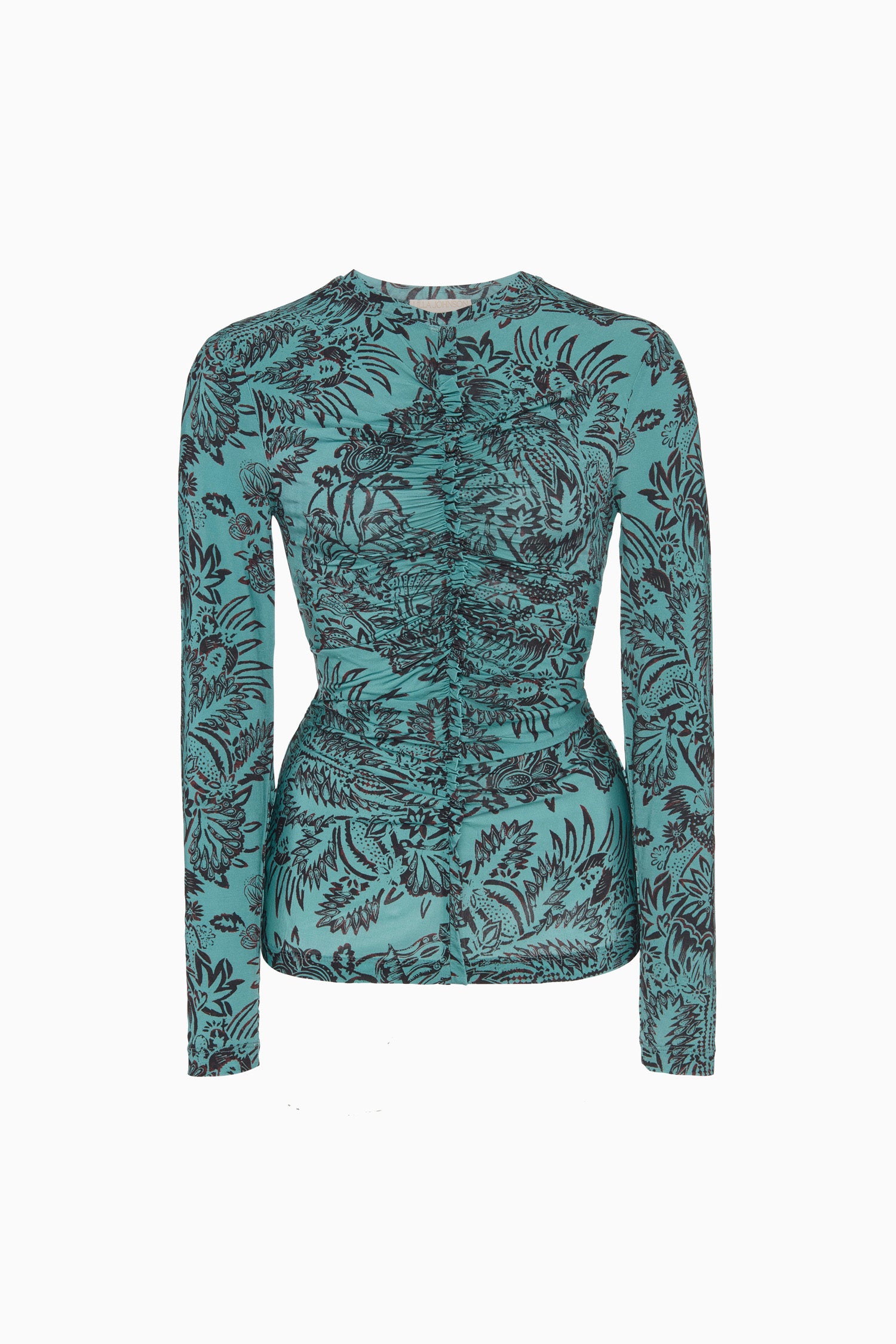 Asha Ruched LS Top - Ocean Flora