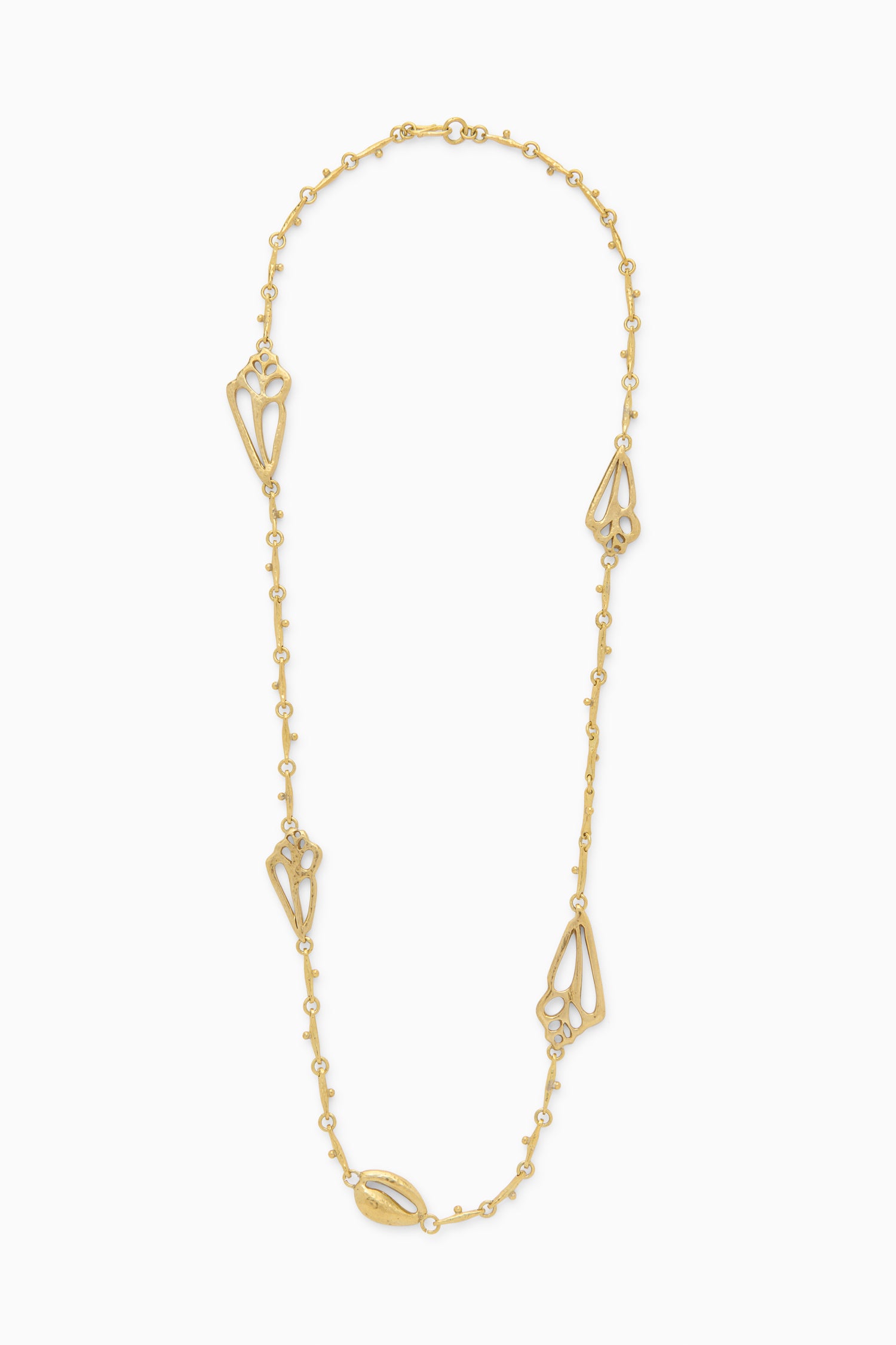 Shell Charm Long Necklace - Brass