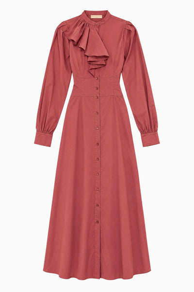 Mahogany Designer Cotton Poplin Button-Down Midi Dress - Flat Lay | Ulla Johnson