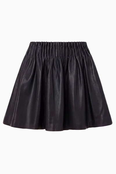Noir Luxury Leather Mini Skirt - Flat Lay Product Shot | Ulla Johnson