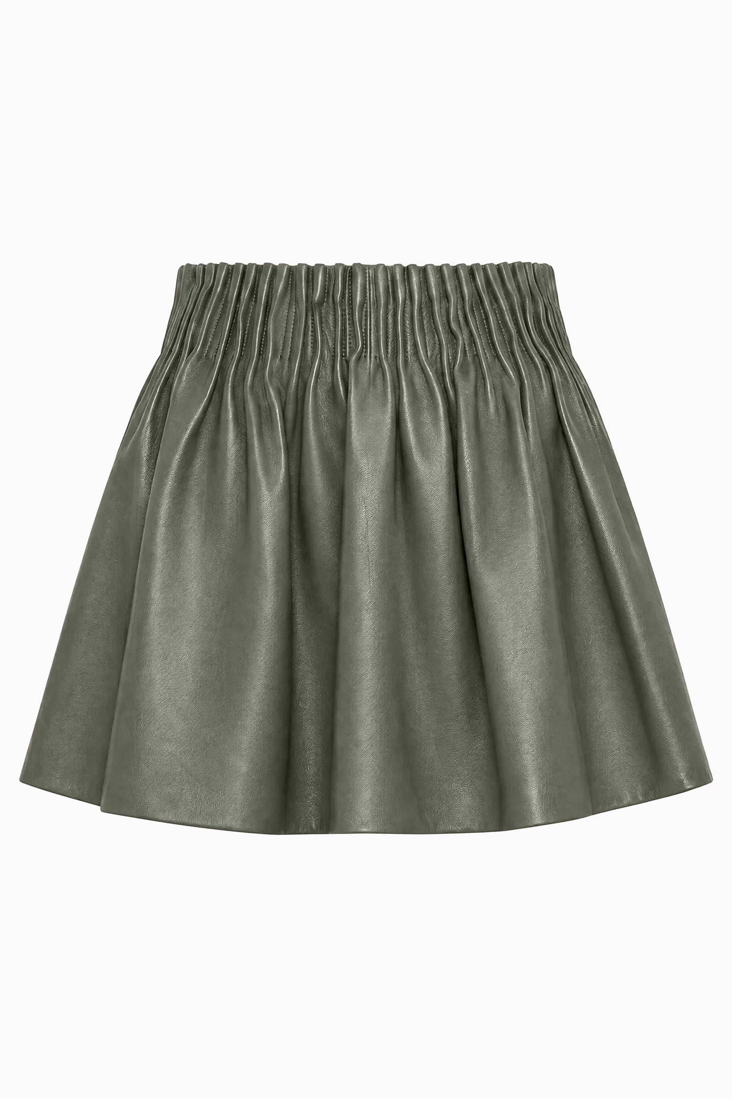 Ulla Johnson Serpentine Green Designer Nappa Leather Mini Skirt - Flat Lay | Ulla Johnson