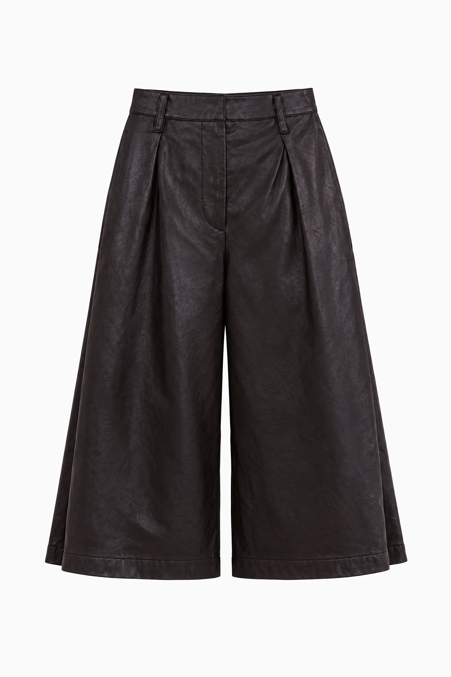 Ulla Johnson Noir Matte Nappa Leather Culotte - Flat Lay, designer wide-leg silhouette | Ulla Johnson