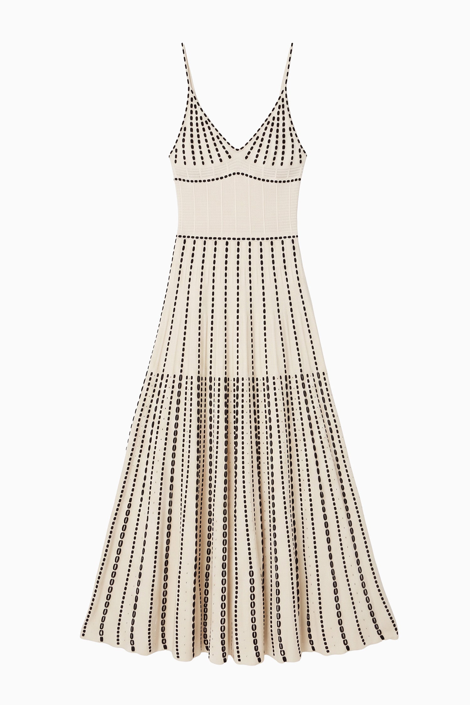 Ulla Johnson Champagne Eyelet Knit Dress - Flat Lay, Full Length Pleated Skirt | Ulla Johnson