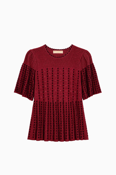 Garnet Luxury Eyelet Knit Cape Top - Flat Lay Front | Ulla Johnson